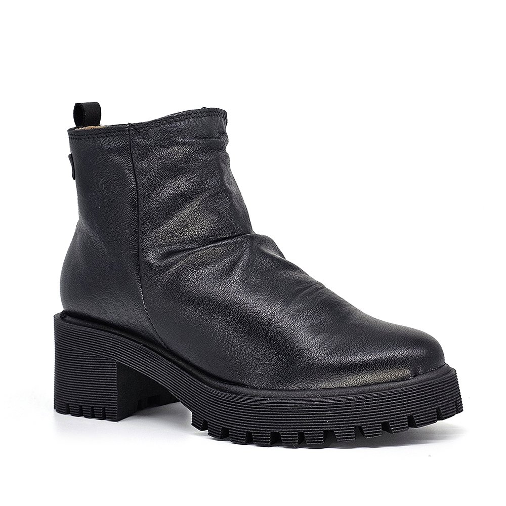 Bota Feminina MUN020E Couro Preto