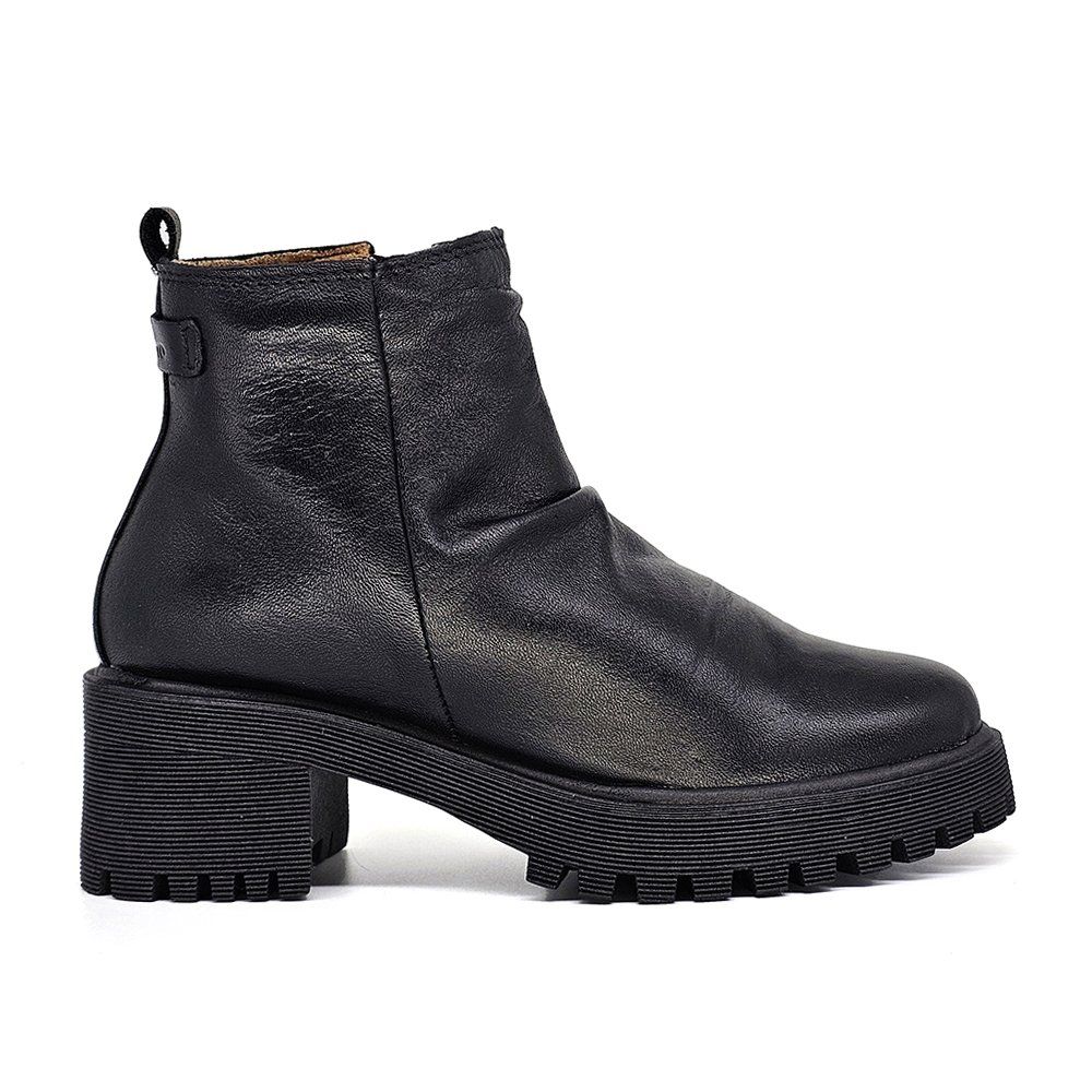 Bota Feminina MUN020E Couro Preto Preto 2