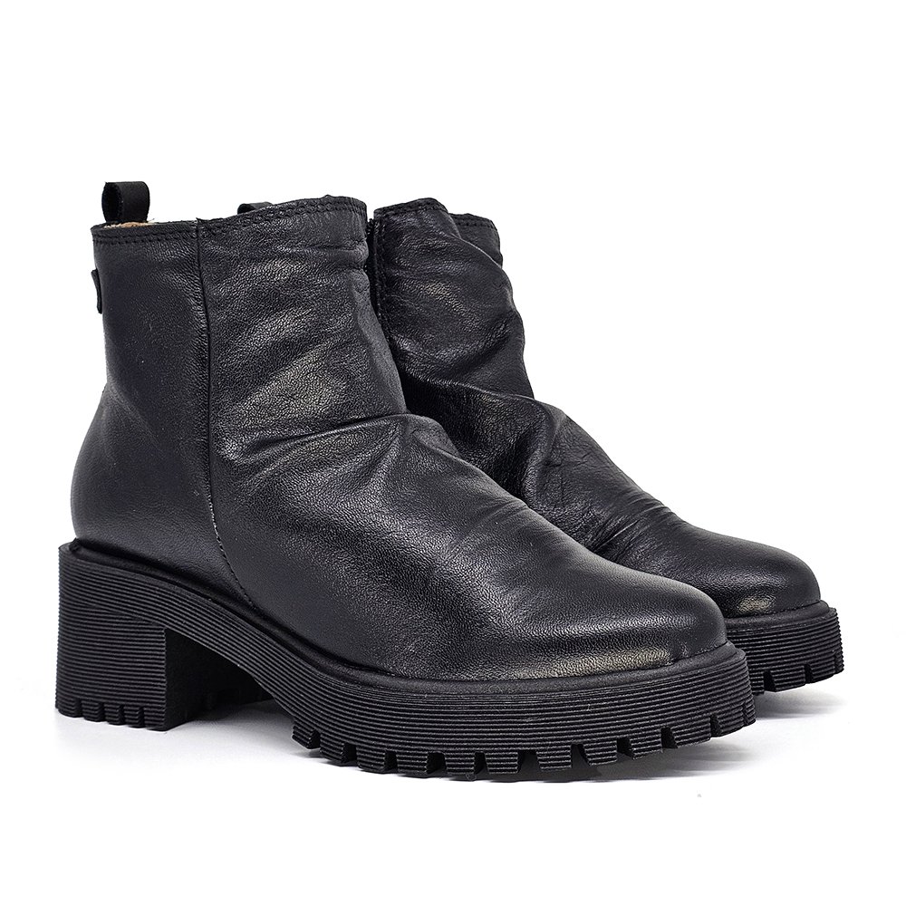 Bota Feminina MUN020E Couro Preto Preto 3