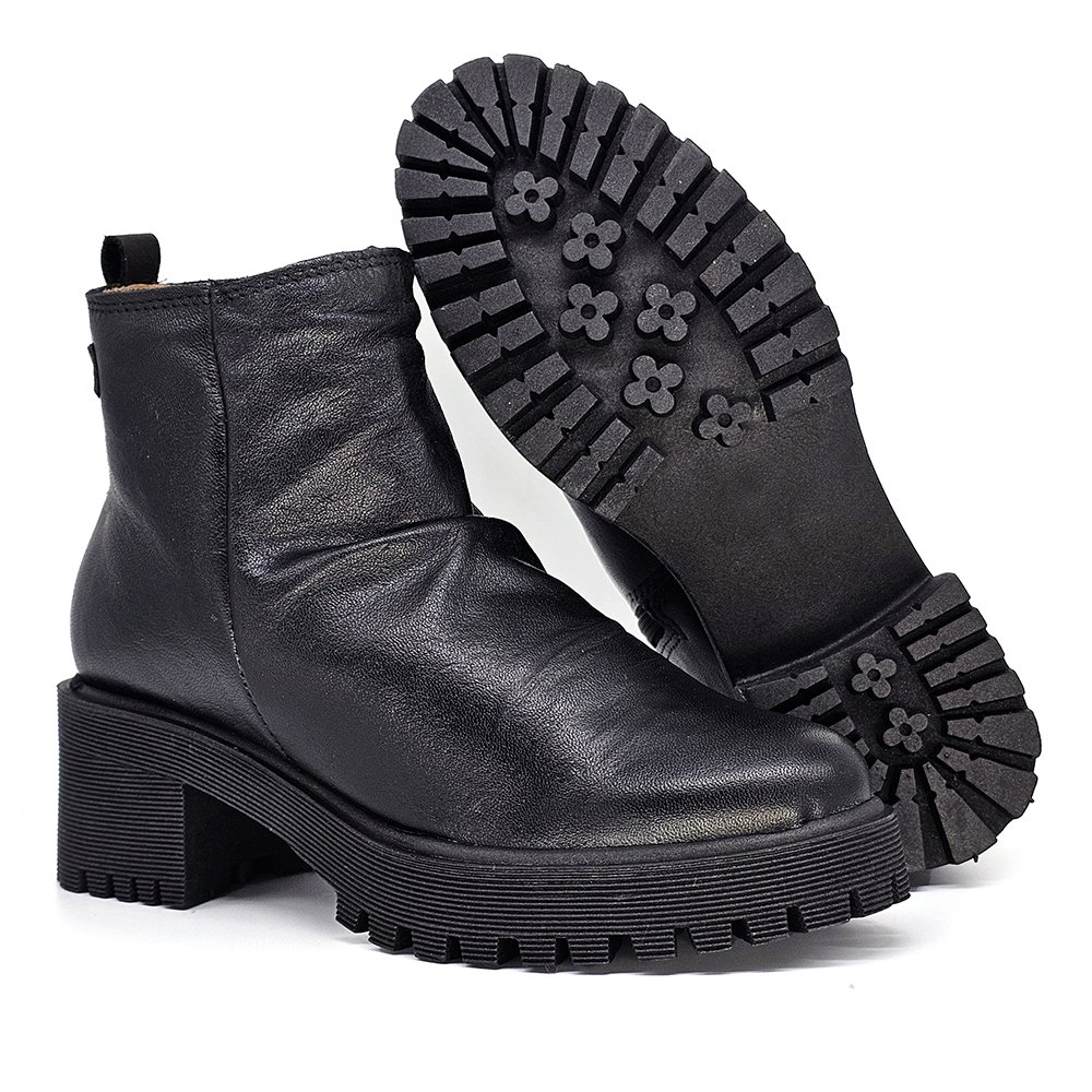 Bota Feminina MUN020E Couro Preto Preto 4