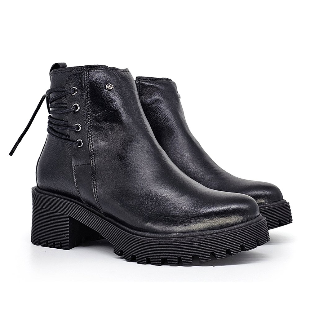 Bota Feminina MUN031E Couro Preto