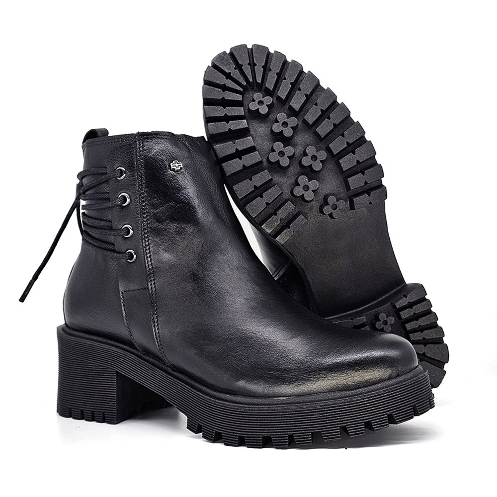 Bota Feminina MUN031E Couro Preto Preto 2