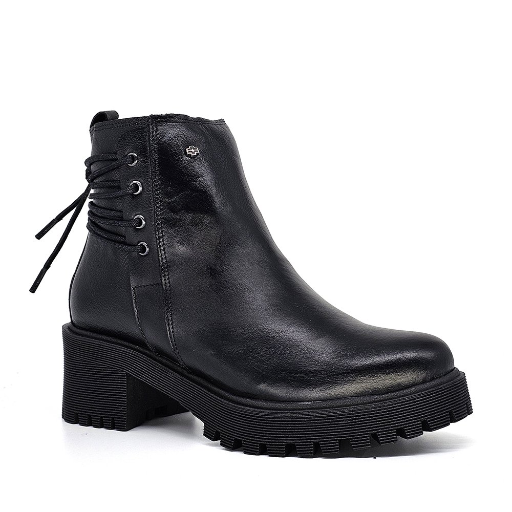 Bota Feminina MUN031E Couro Preto Preto 2