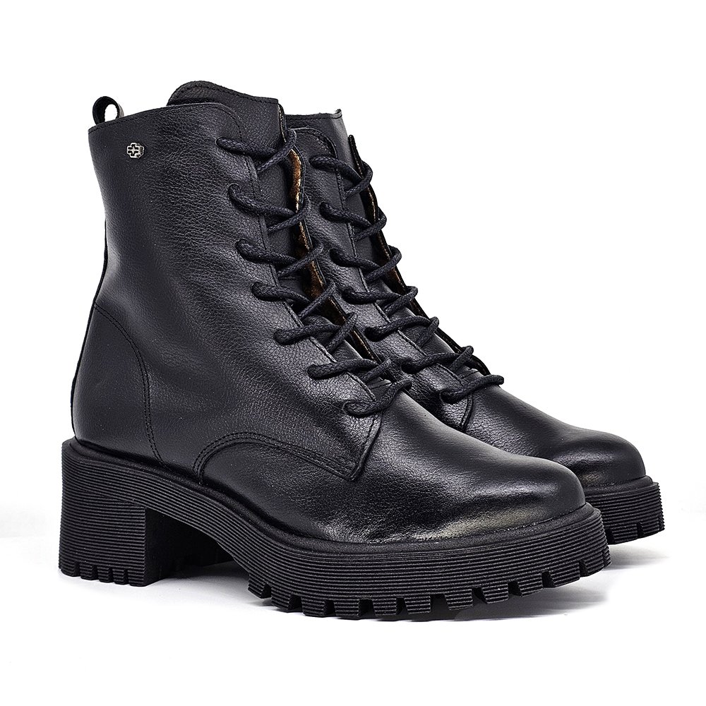 Bota Feminina MUN017E Couro Preto Preto 3