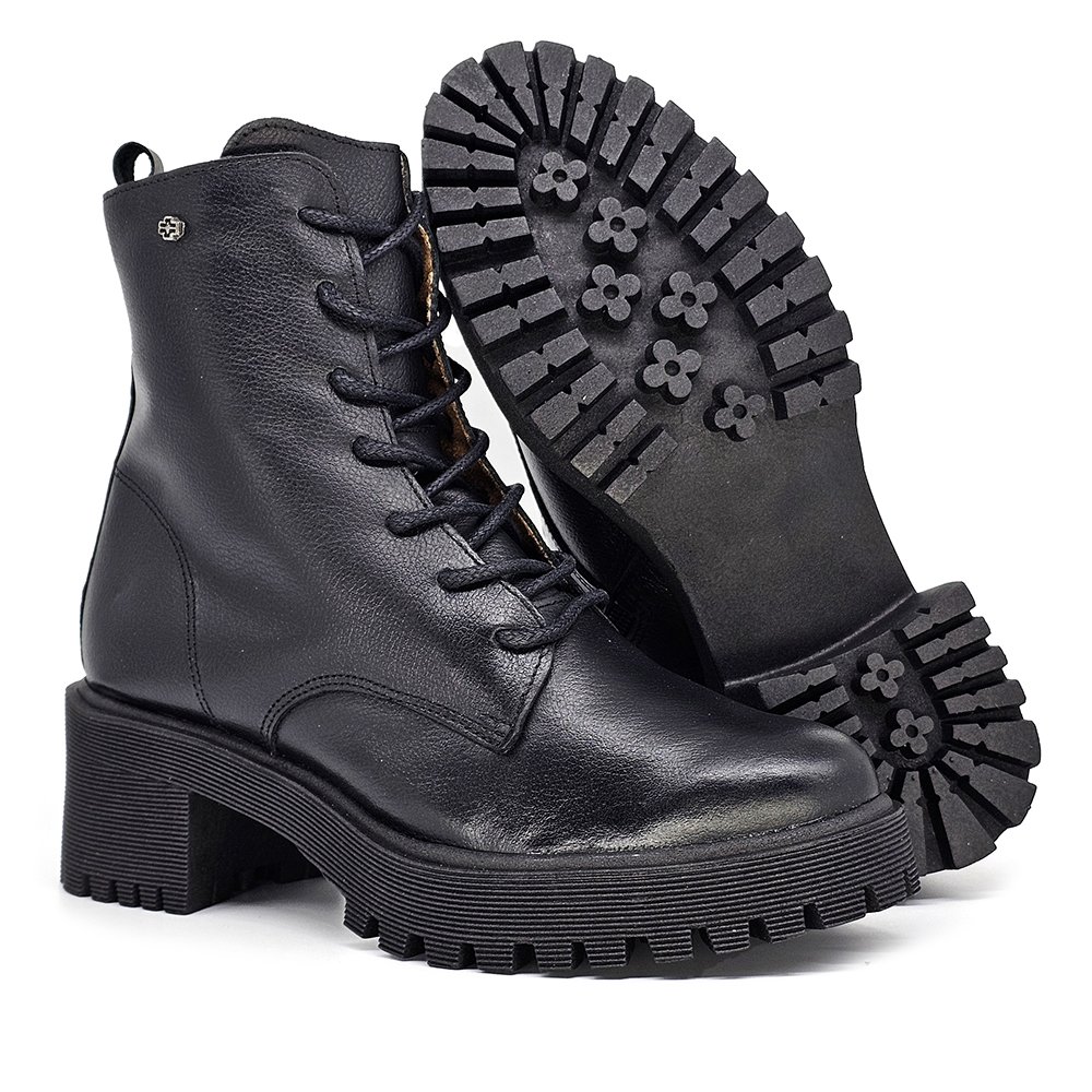 Bota Feminina MUN017E Couro Preto Preto 4