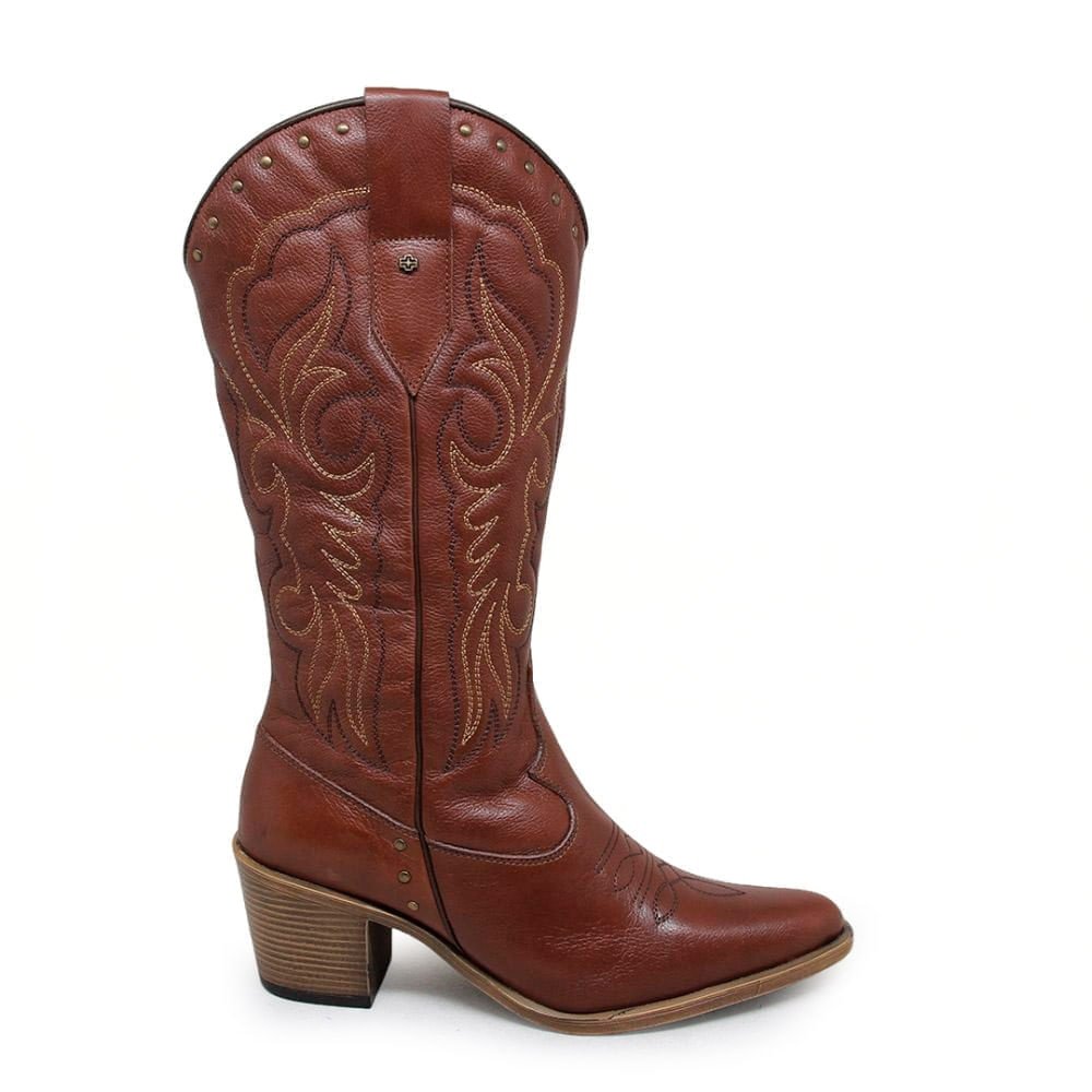 Bota Feminina NAS002 Couro Mogno Terracota