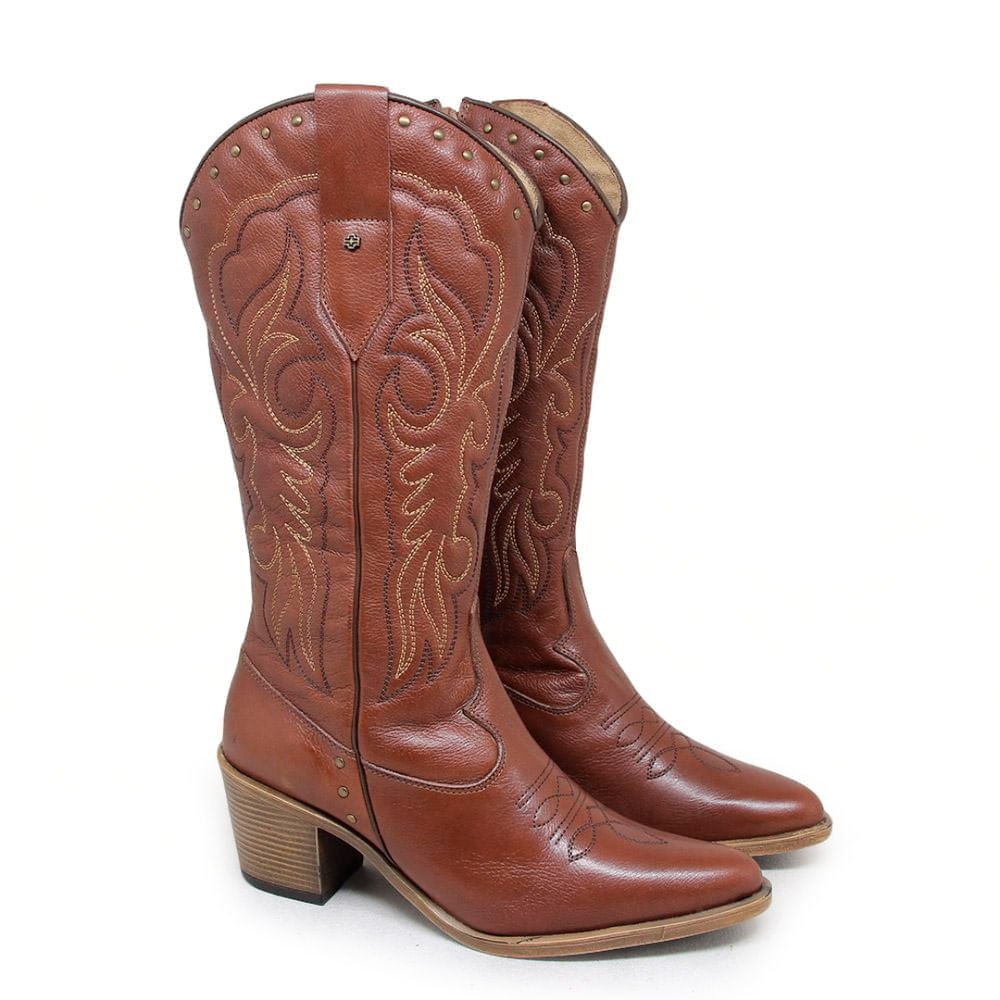 Bota Feminina NAS002 Couro Mogno Terracota Marrom 4