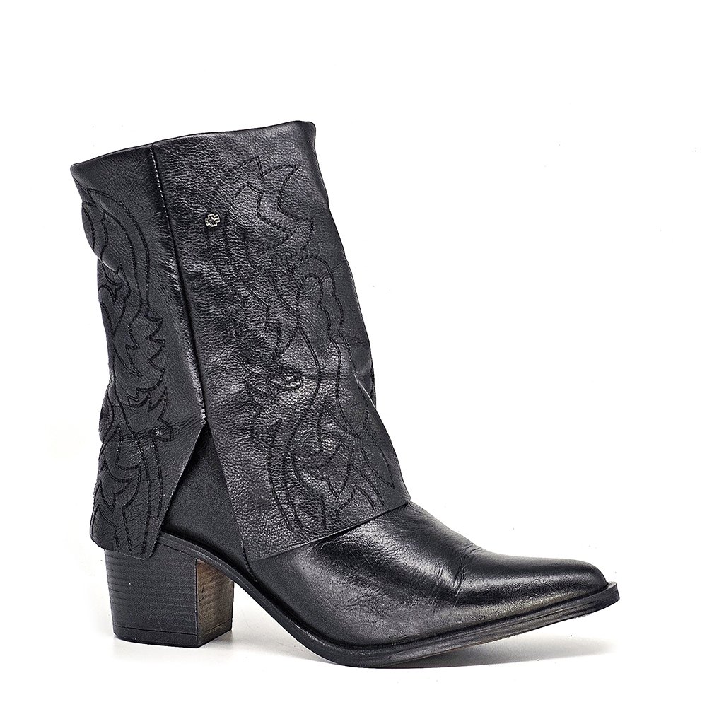 Bota Feminina NAS009 Couro Preto Preto 2