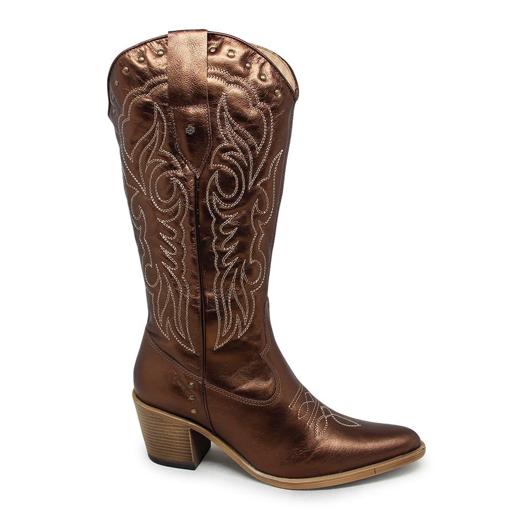 Bota Feminina NAS002V Couro Metal Bronze Terracota Bronze 5