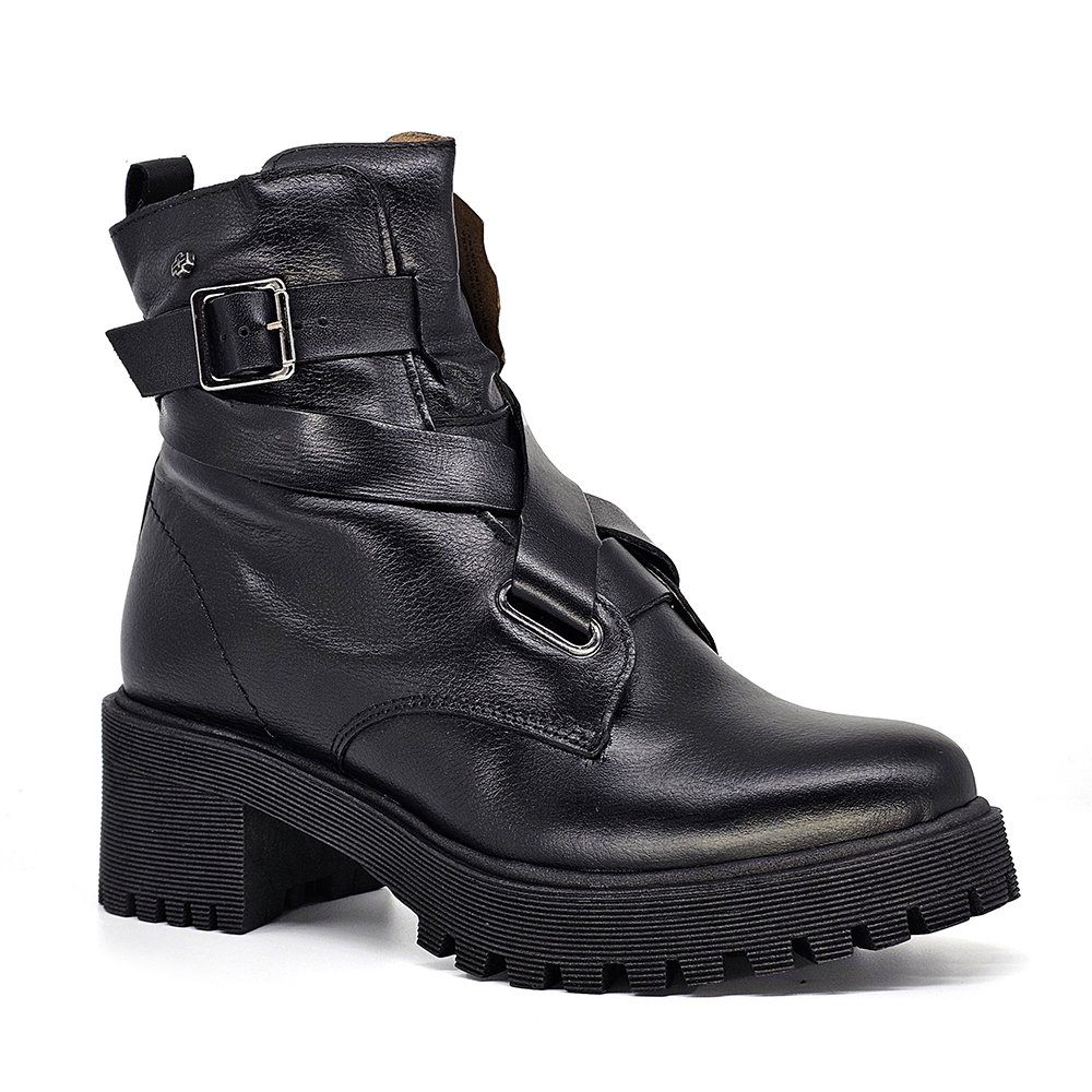 Bota Feminina MUN034E Couro Preto
