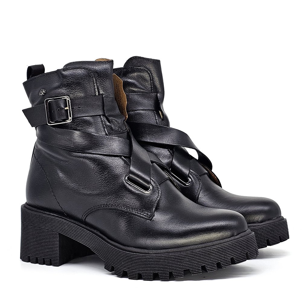 Bota Feminina MUN034E Couro Preto Preto 3