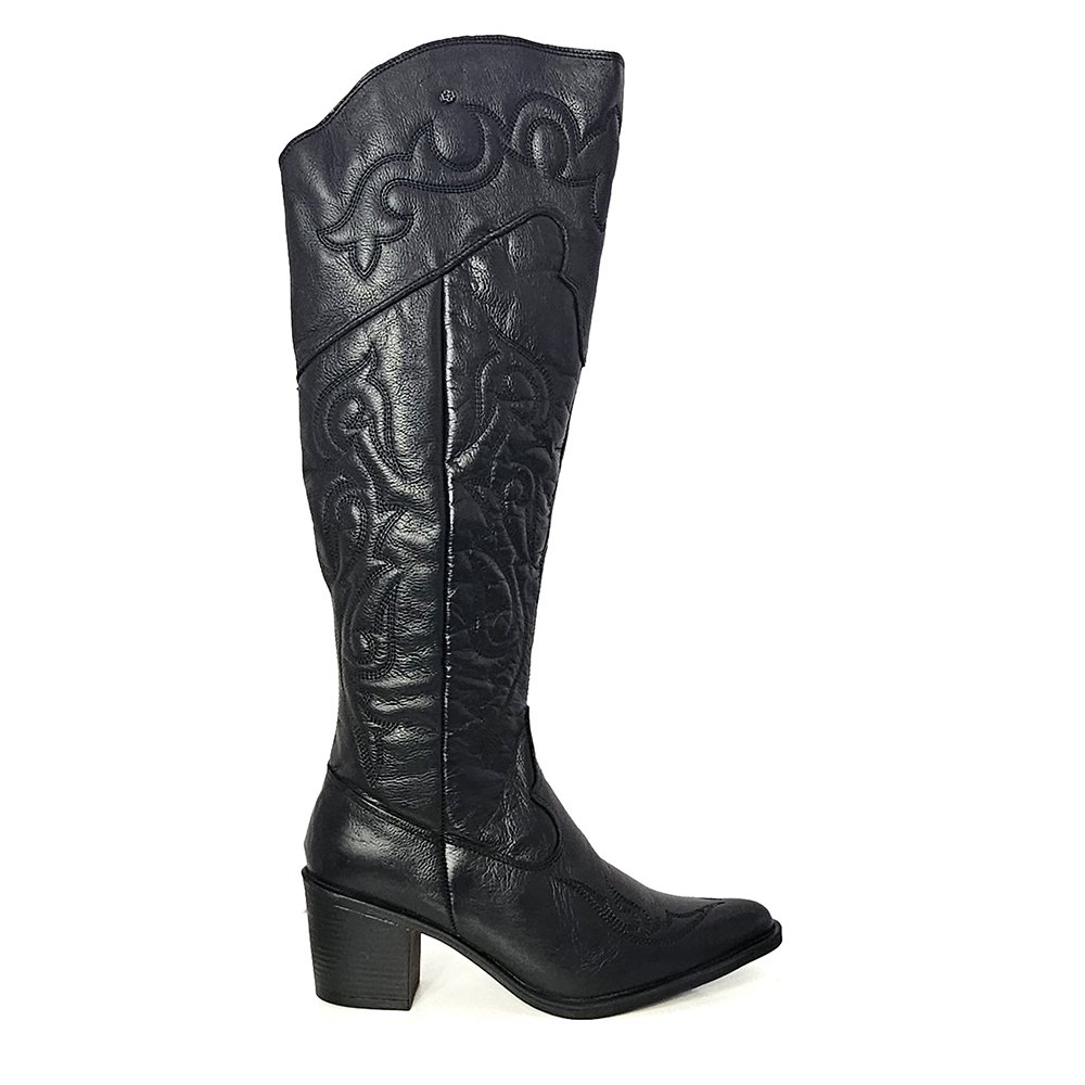 Bota Feminina NAS006 Couro Preto