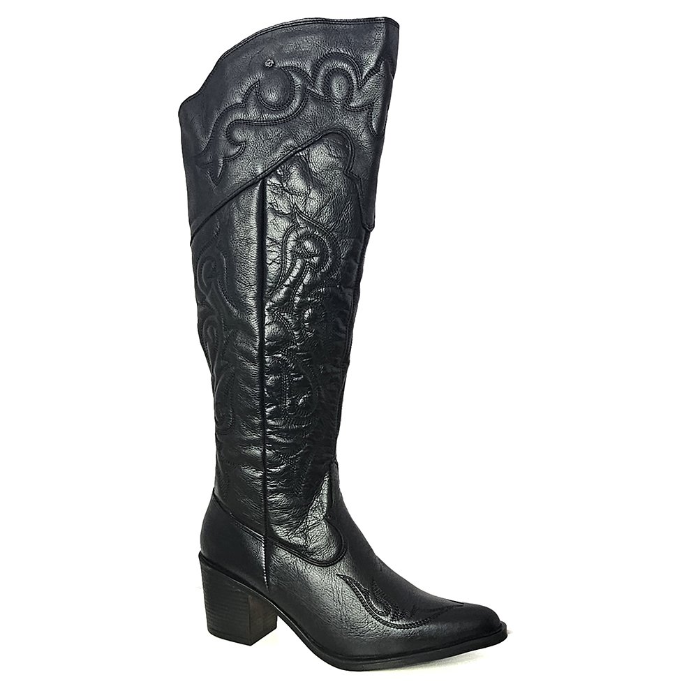 Bota Feminina NAS006 Couro Preto Preto 2