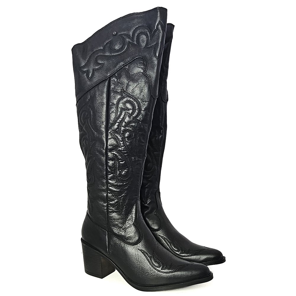 Bota Feminina NAS006 Couro Preto Preto 3