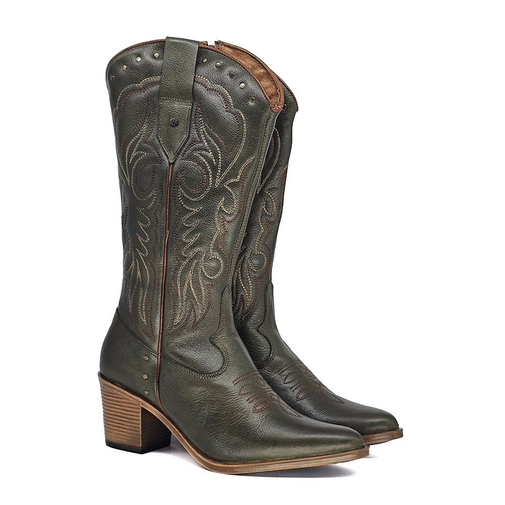 Bota Feminina Perlatto Nashville Couro Militar Tan - NAS002-CFTBU114 Militar 3