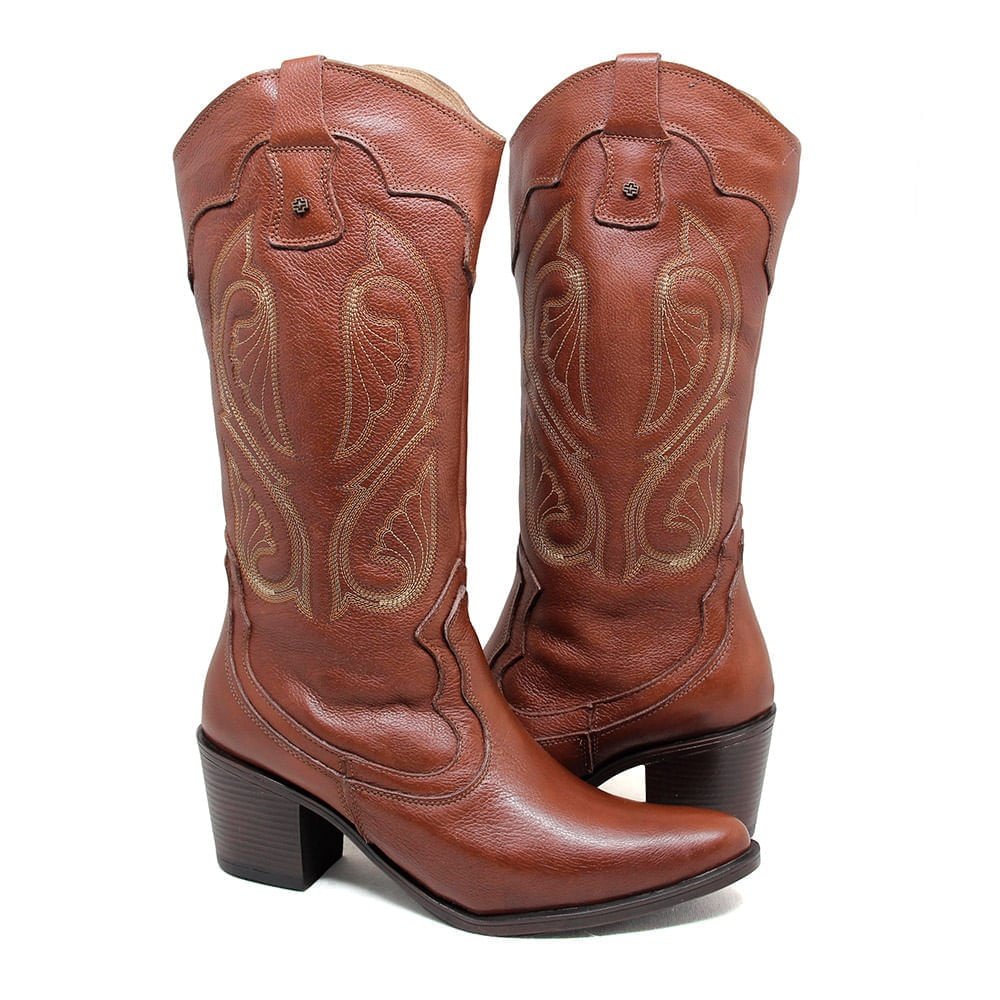 Bota Feminina NWE001 Couro Mogno Marrom 2