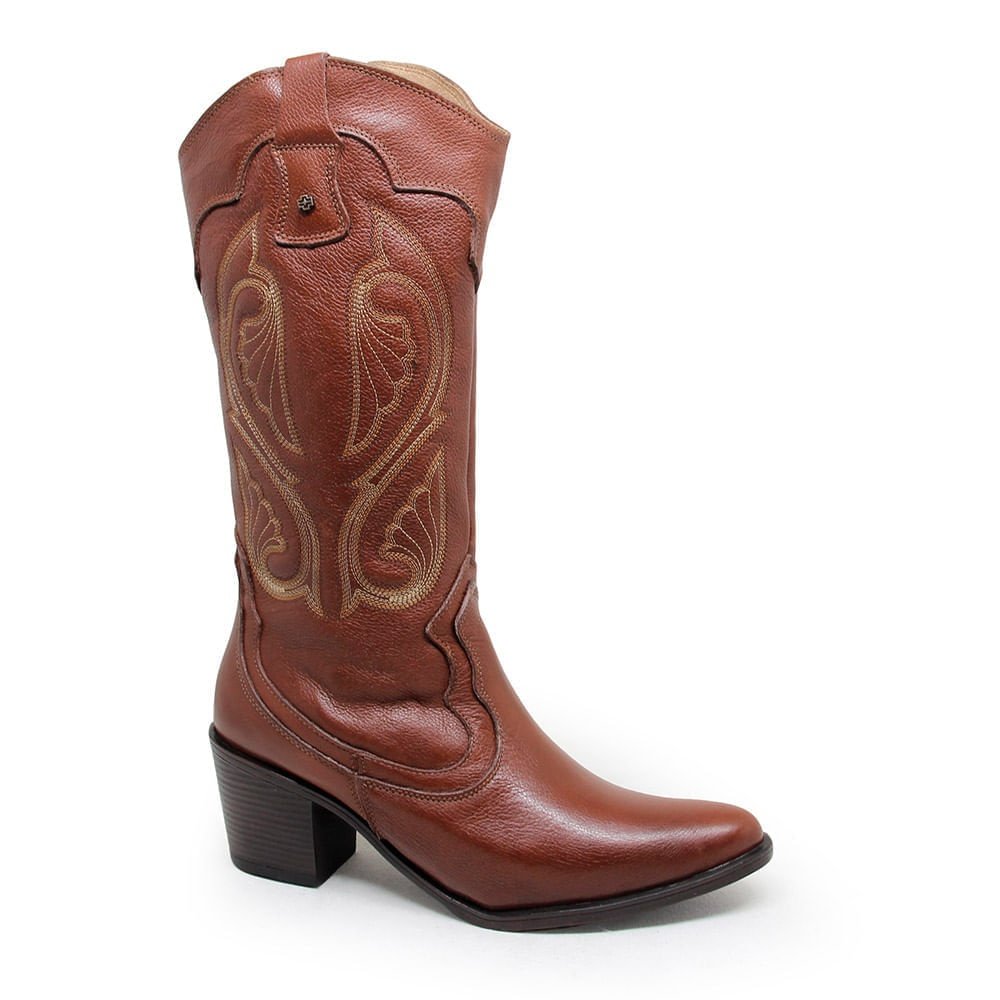 Bota Feminina NWE001 Couro Mogno Marrom 3