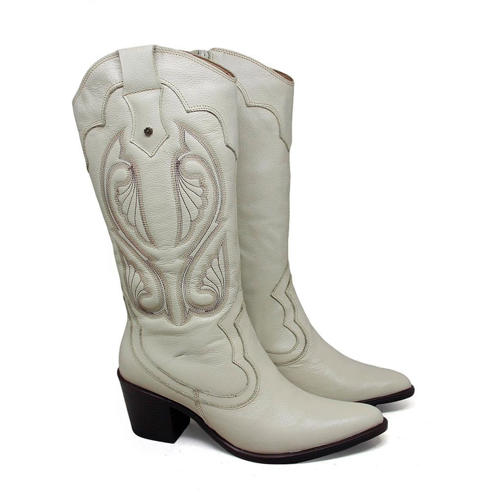 Bota Feminina NWE001 Couro Cristal Branco 3