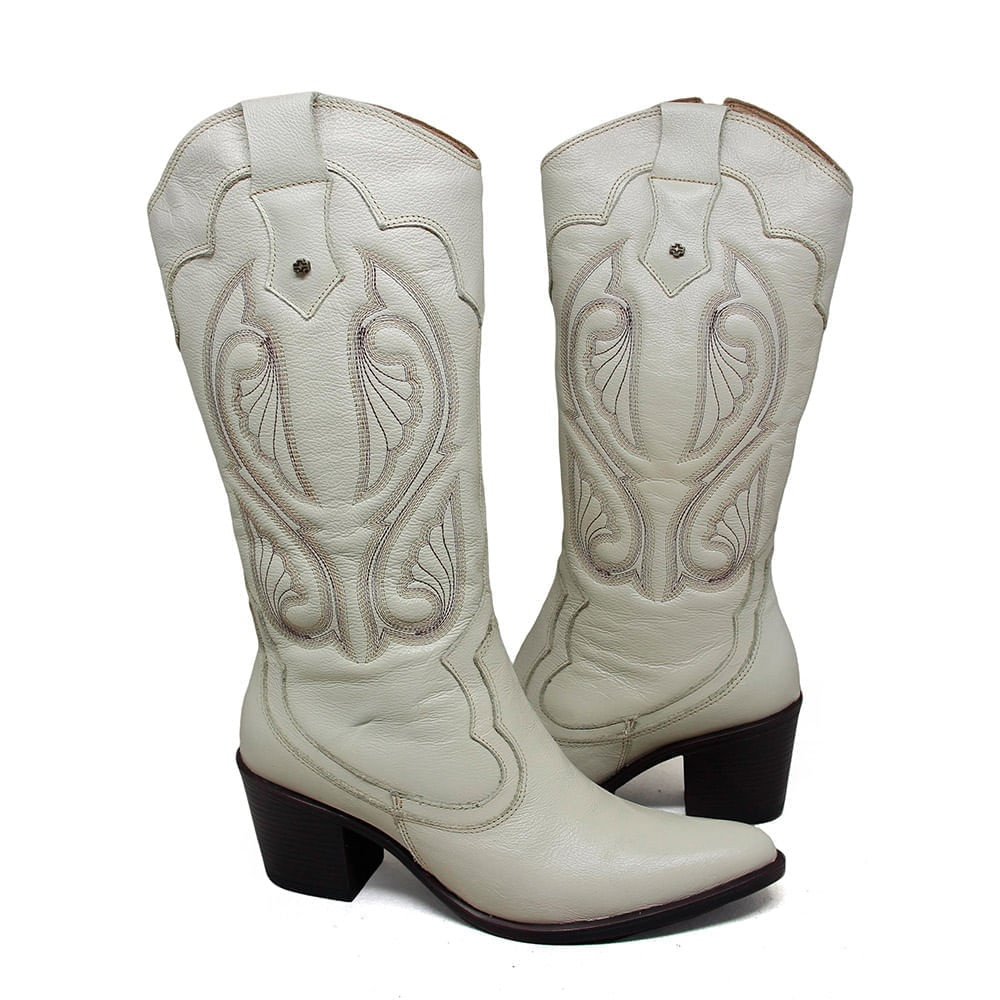 Bota Feminina NWE001 Couro Cristal Branco 4