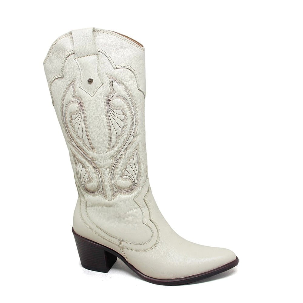 Bota Feminina NWE001 Couro Cristal Branco 5