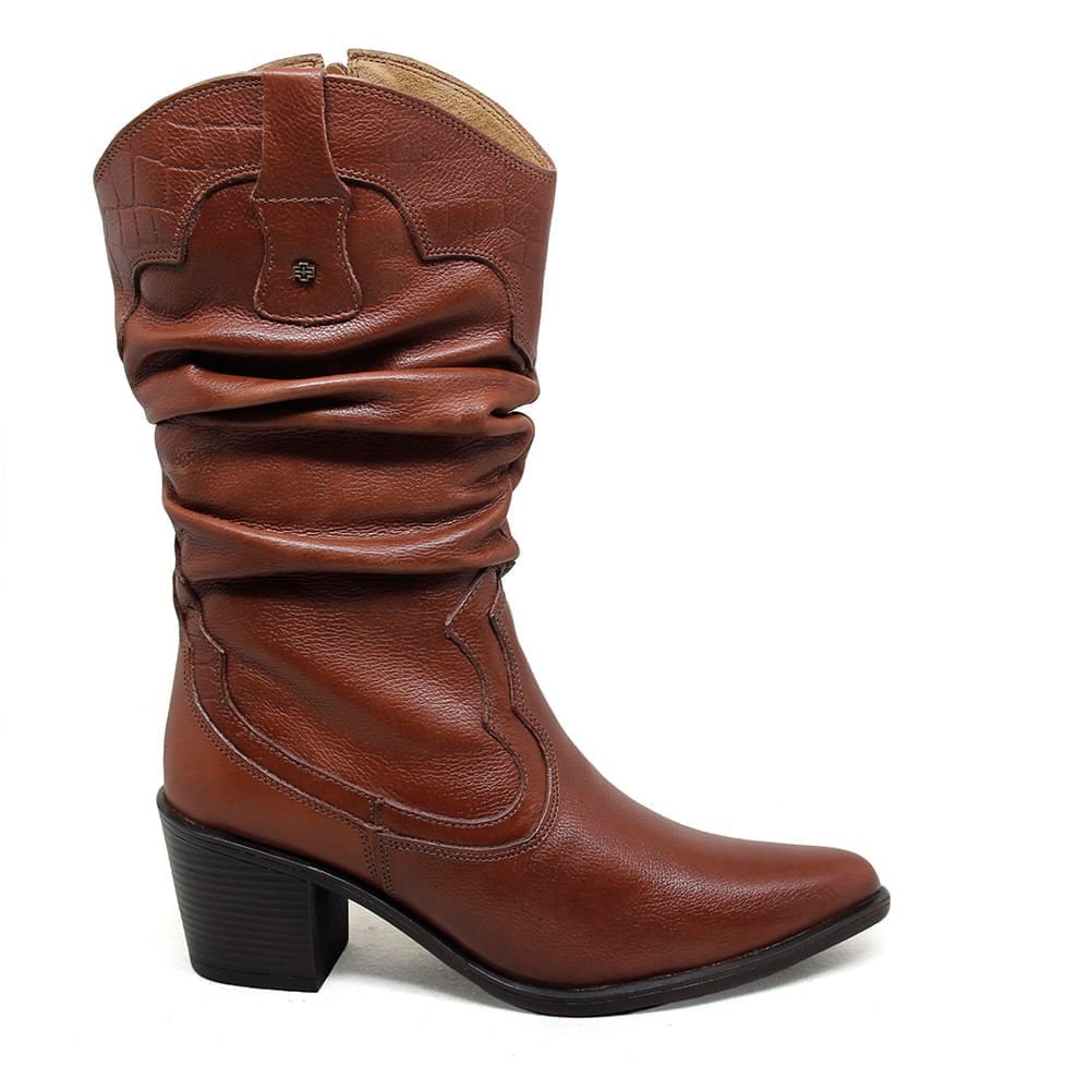 Bota Feminina NWE003 Couro Mogno Marrom 4