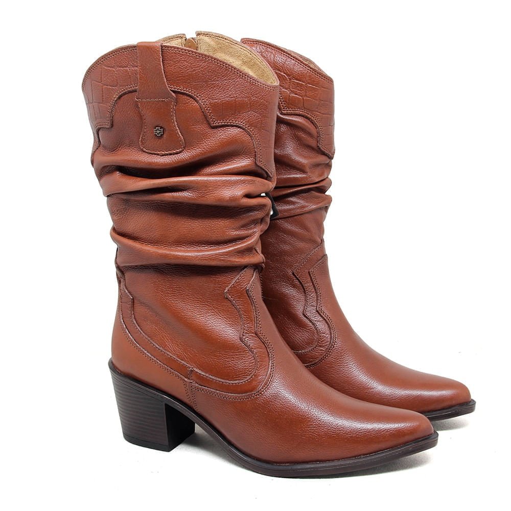 Bota Feminina NWE003 Couro Mogno