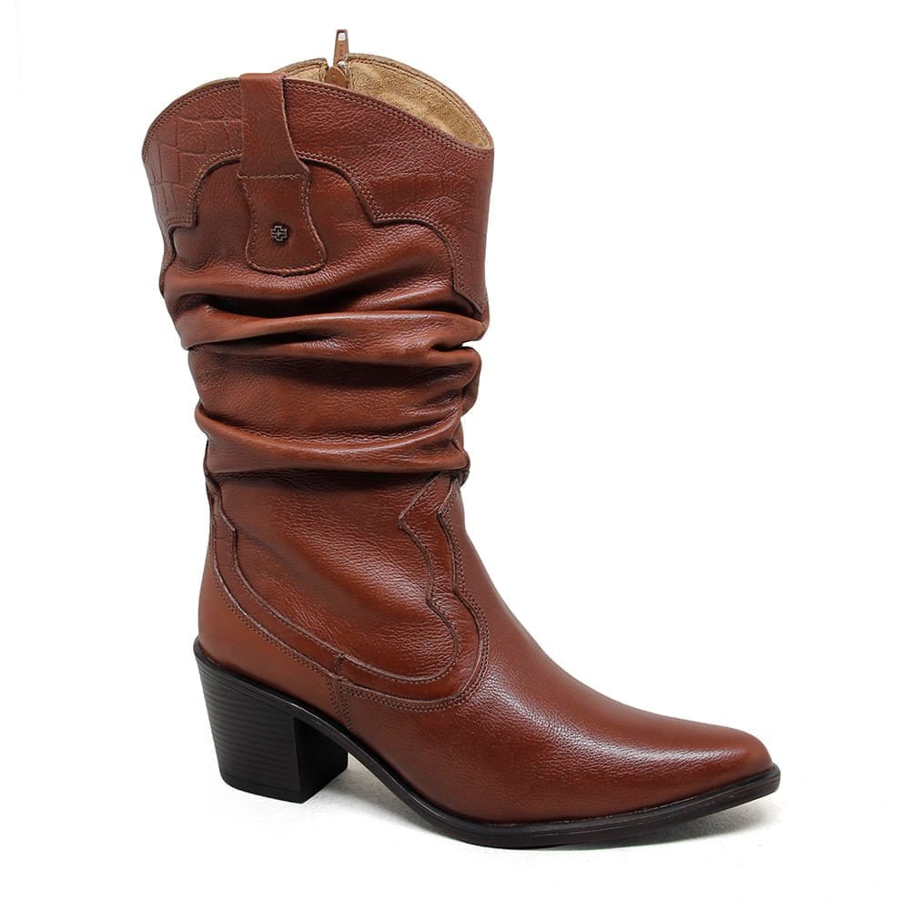 Bota Feminina NWE003 Couro Mogno Marrom 2