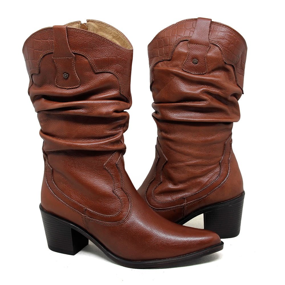 Bota Feminina NWE003 Couro Mogno Marrom 3