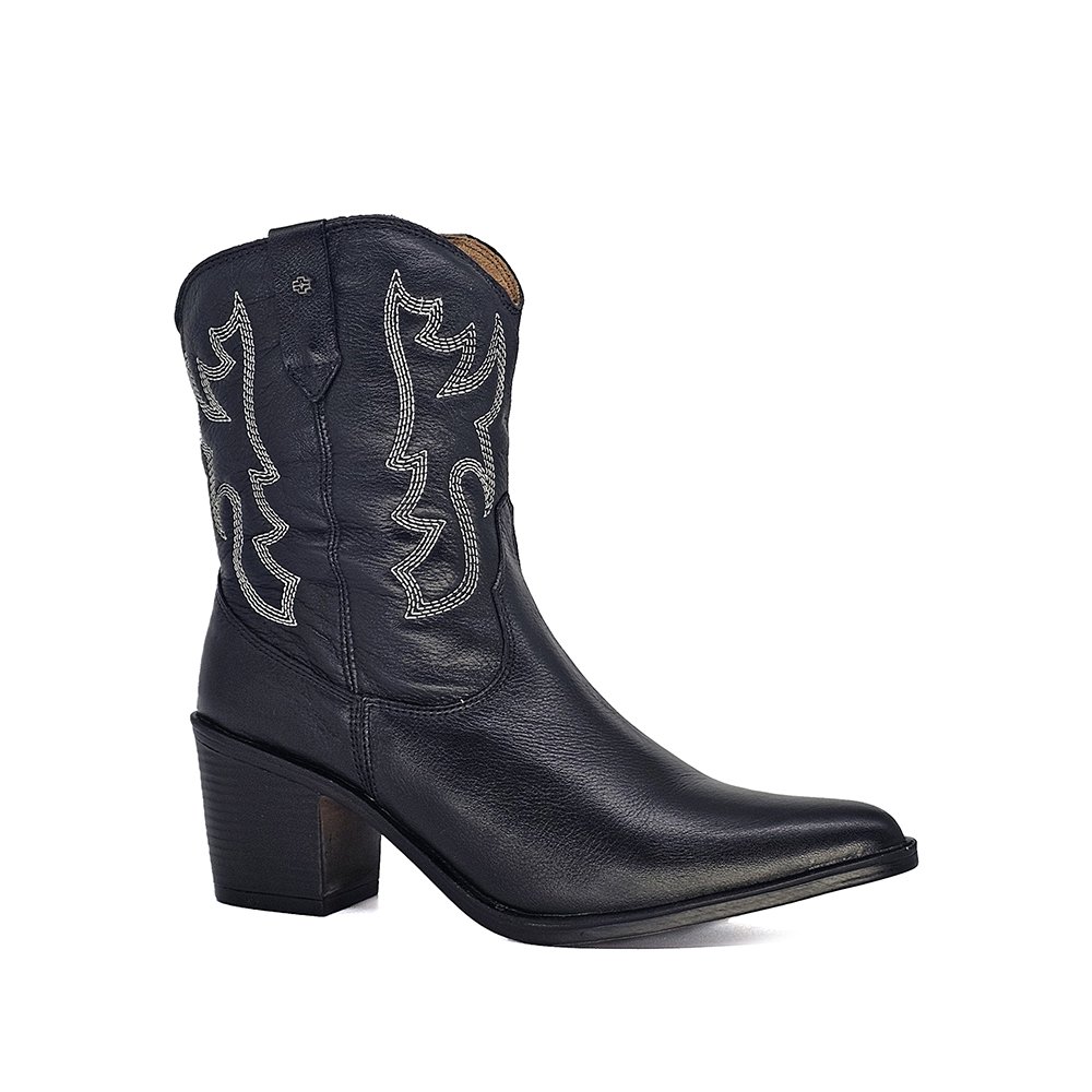 Bota Feminina NWE007 Couro Preto Preto 2