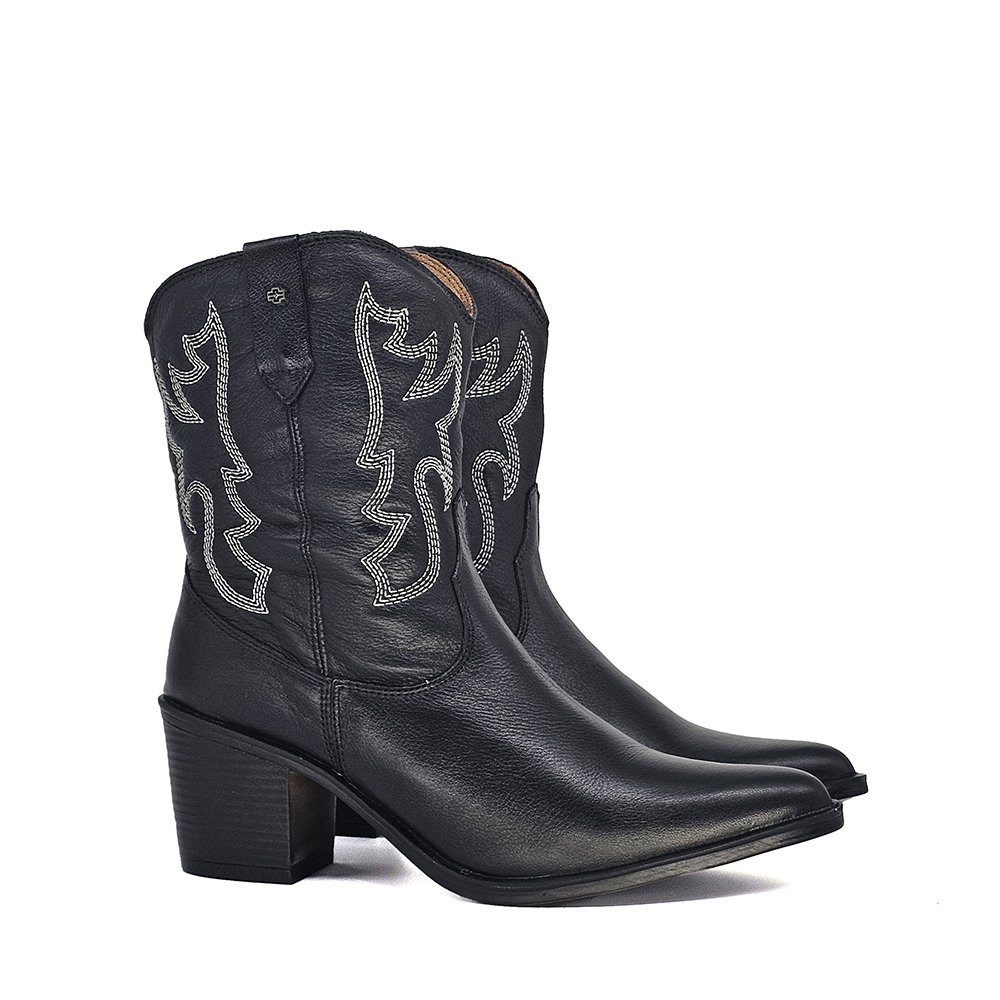 Bota Feminina NWE007 Couro Preto Preto 3