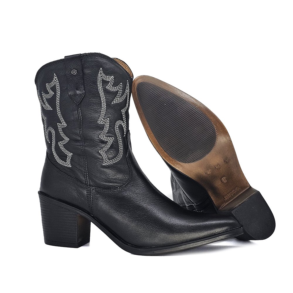 Bota Feminina NWE007 Couro Preto Preto 4