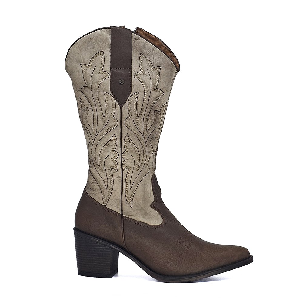 Bota Feminina NWE013 Couro Terracota Off White Cafe