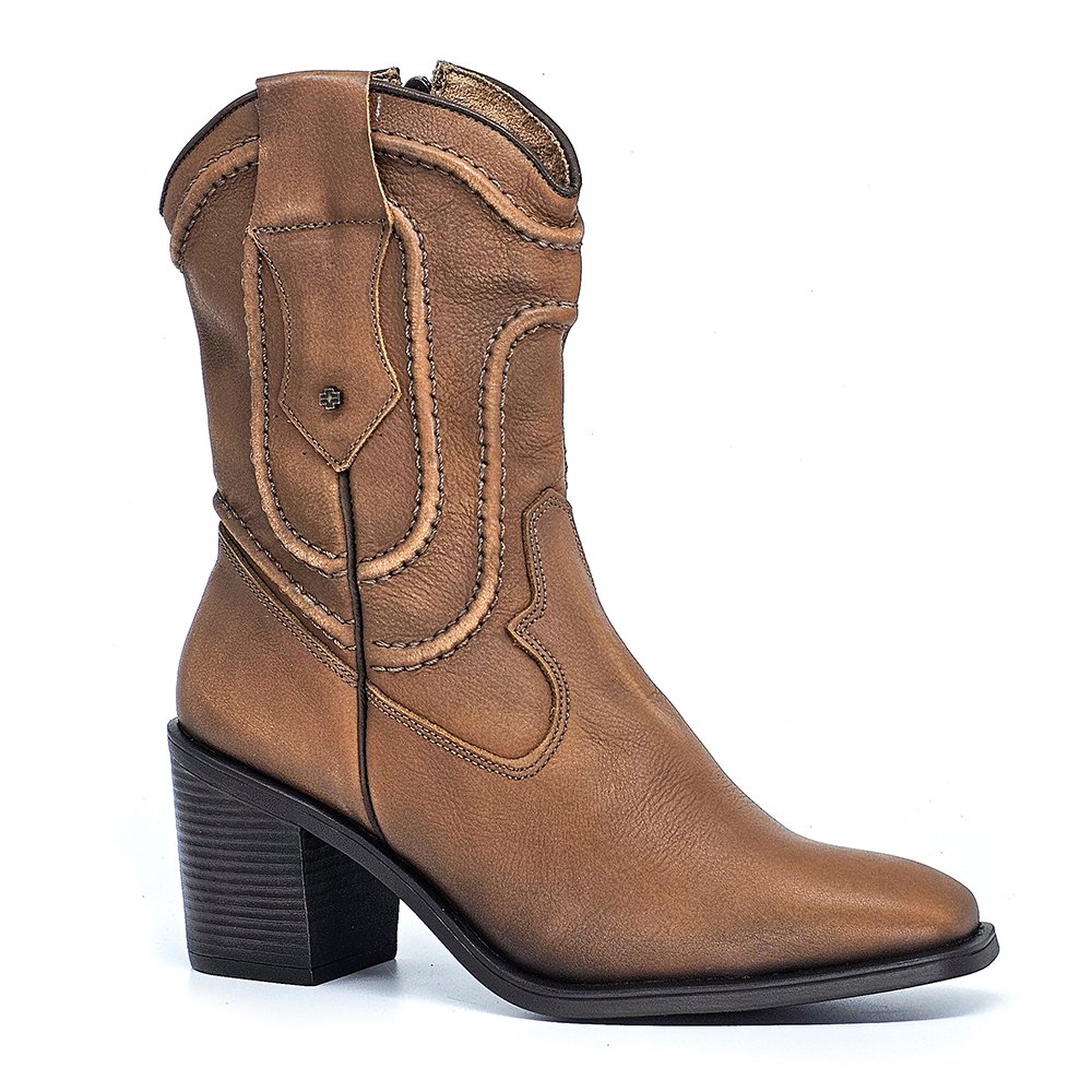 Bota Feminina OKL002 Couro Tan Terracota Velutto Cafe Marrom 2