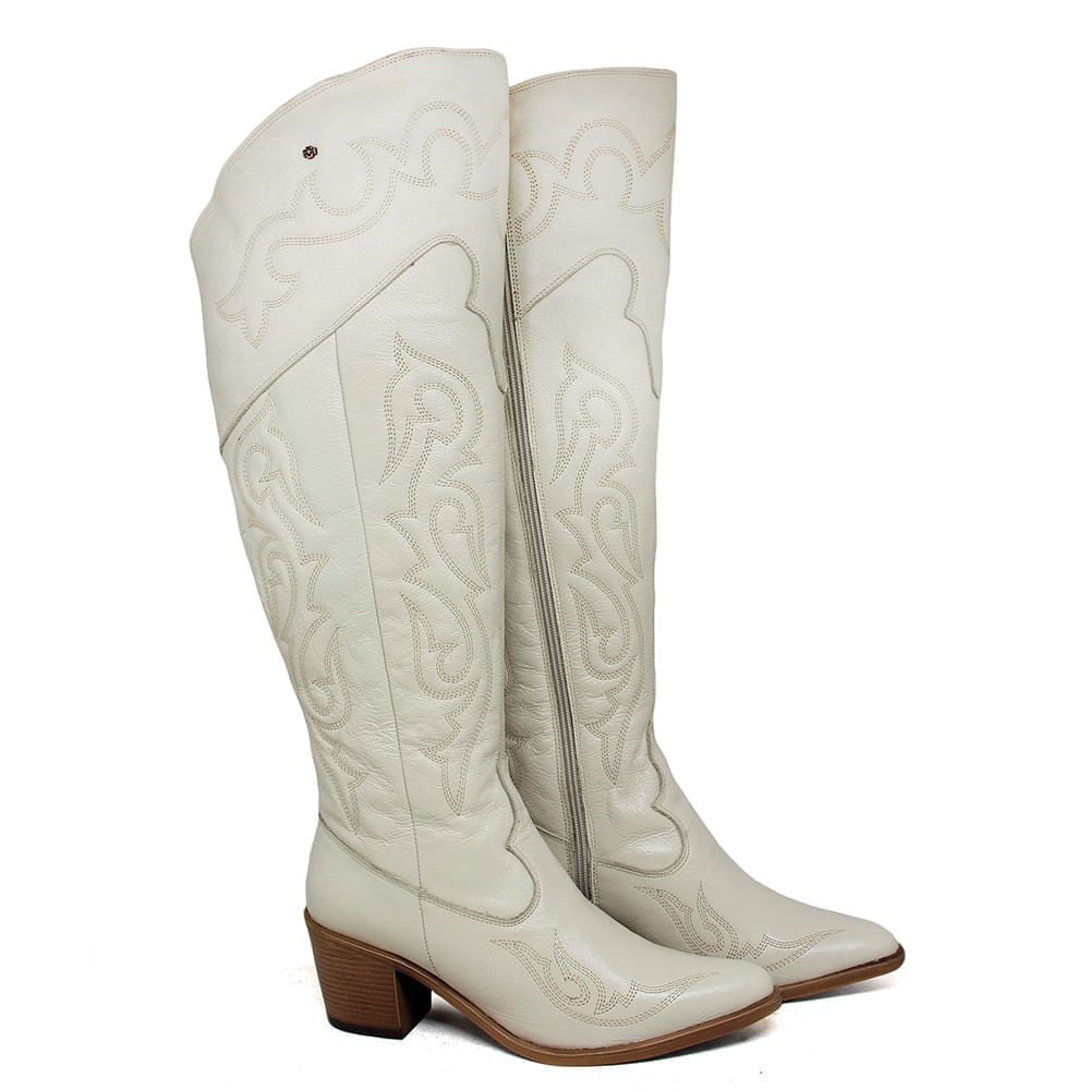 Bota Feminina NAS006 Couro Cristal Branco 3