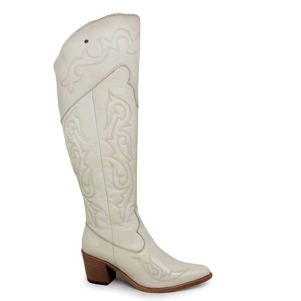 Bota Feminina NAS006 Couro Cristal Branco 4
