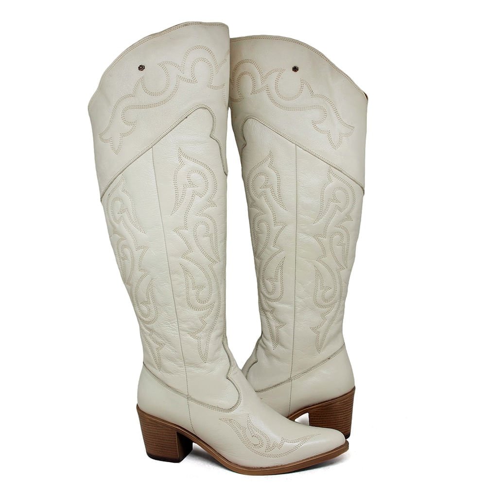 Bota Feminina NAS006 Couro Cristal Branco 5