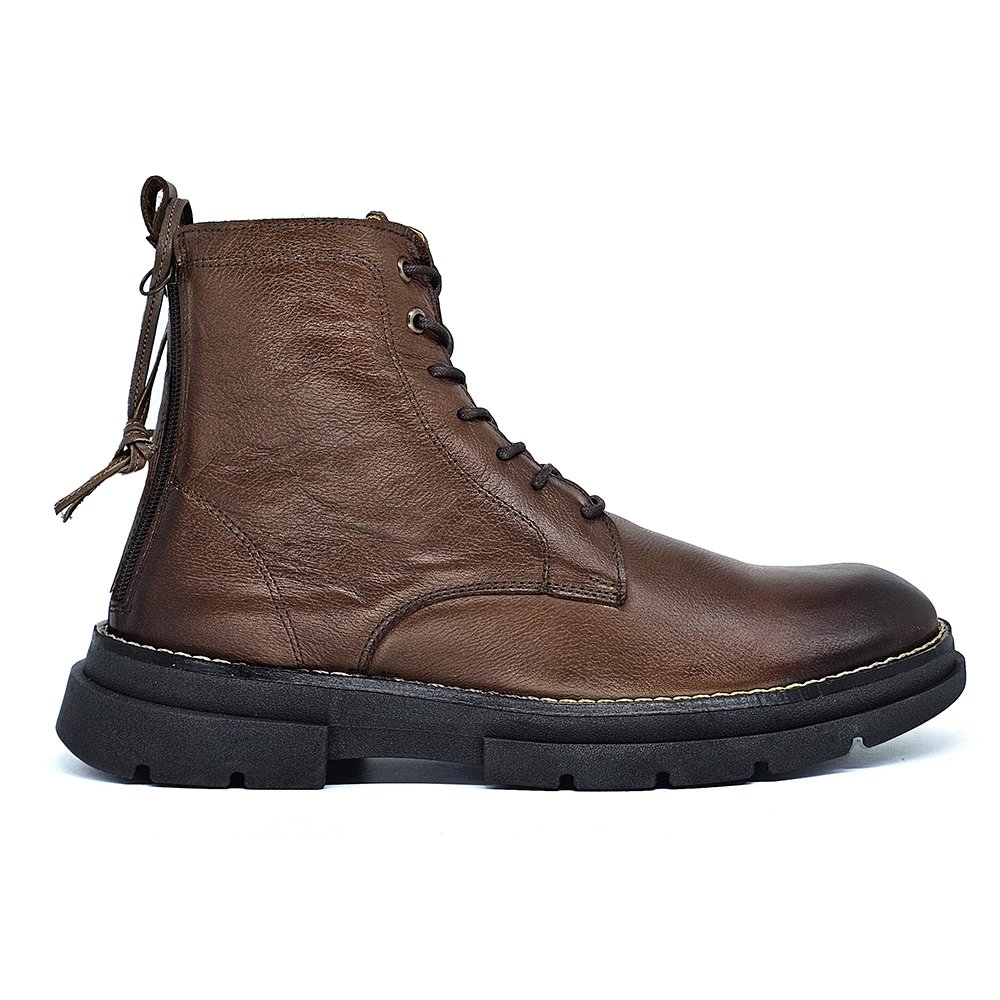 Coturno Masculino HAN002 Couro Mogno Terracota Ferrugem