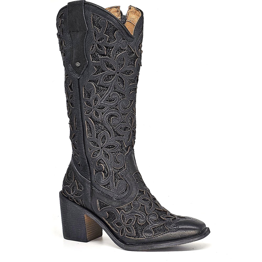 Bota Feminina OKL005 Couro Preto Preto 2