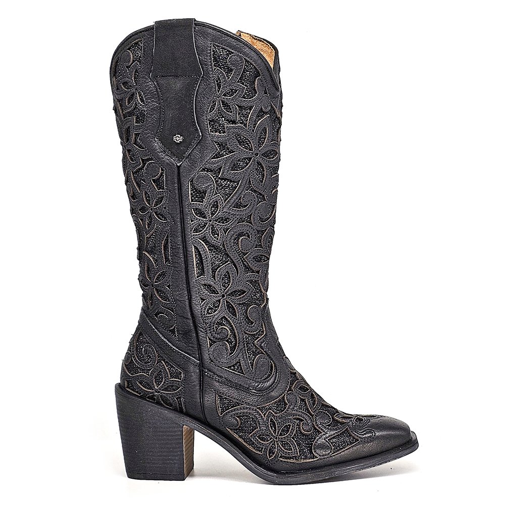 Bota Feminina OKL005 Couro Preto