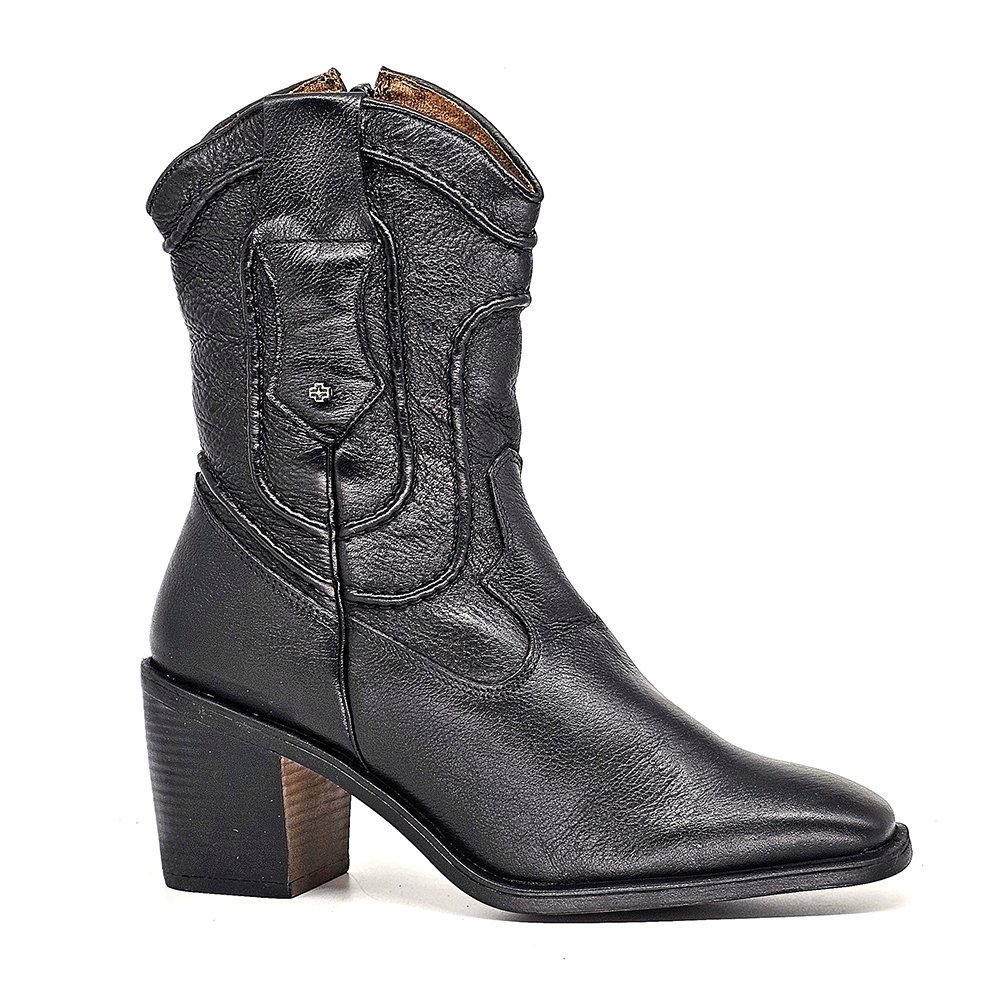 Bota Feminina OKL002 Couro Preto Preto 2