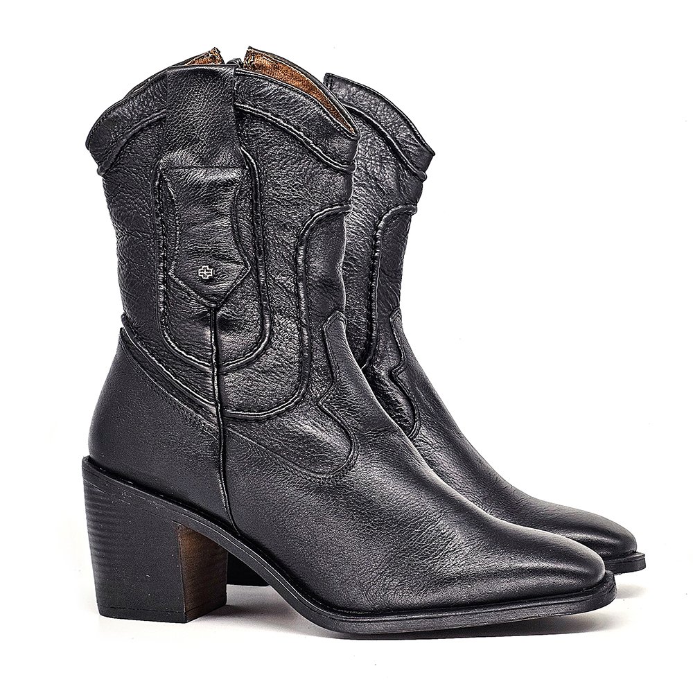Bota Feminina OKL002 Couro Preto Preto 3
