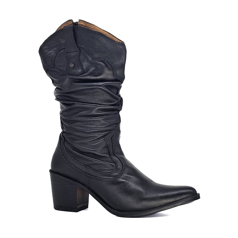 Bota Feminina NWE026 Couro Preto Preto 2