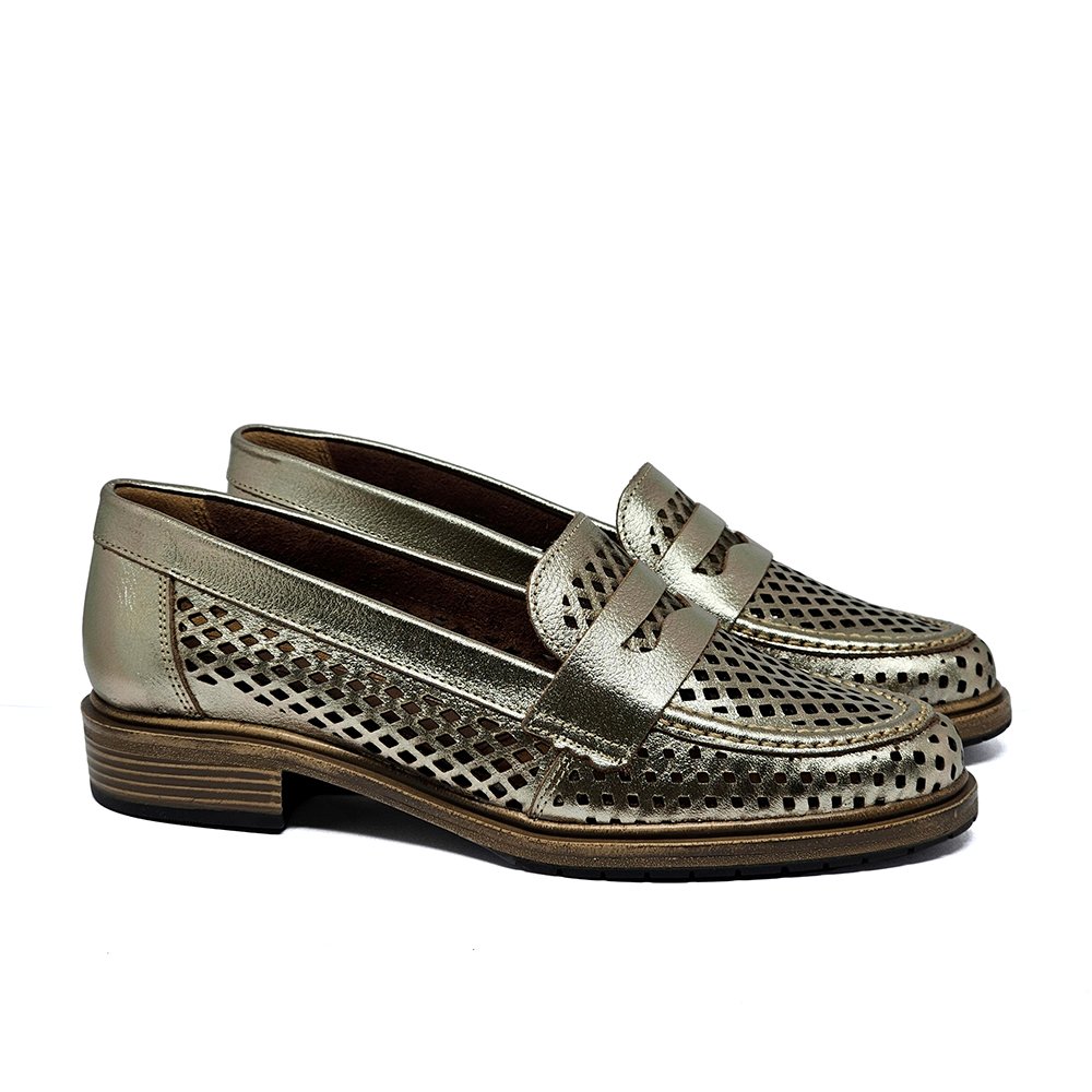 Sapato Feminino KAT056 Couro Metal Prata Velha Prata Velha 3