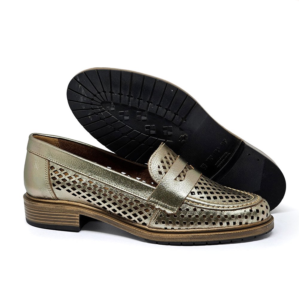 Sapato Feminino KAT056 Couro Metal Prata Velha Prata Velha 4