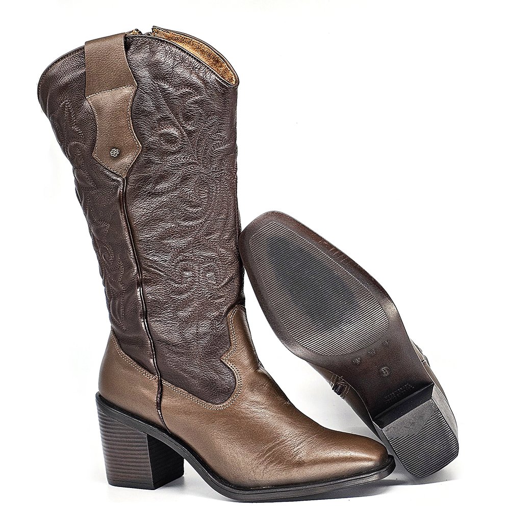 Bota Feminina OKL001 Couro Terracota Terracota 4