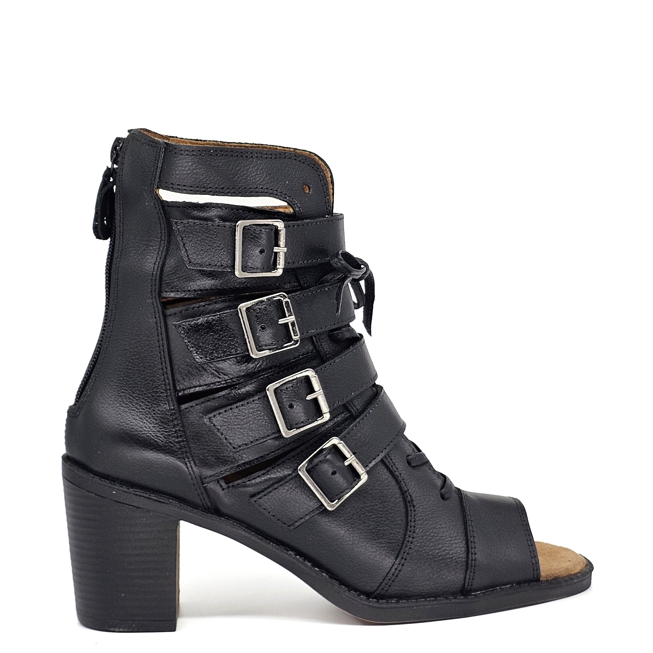 Sandália Feminina NAO002 Couro Preto Lustro