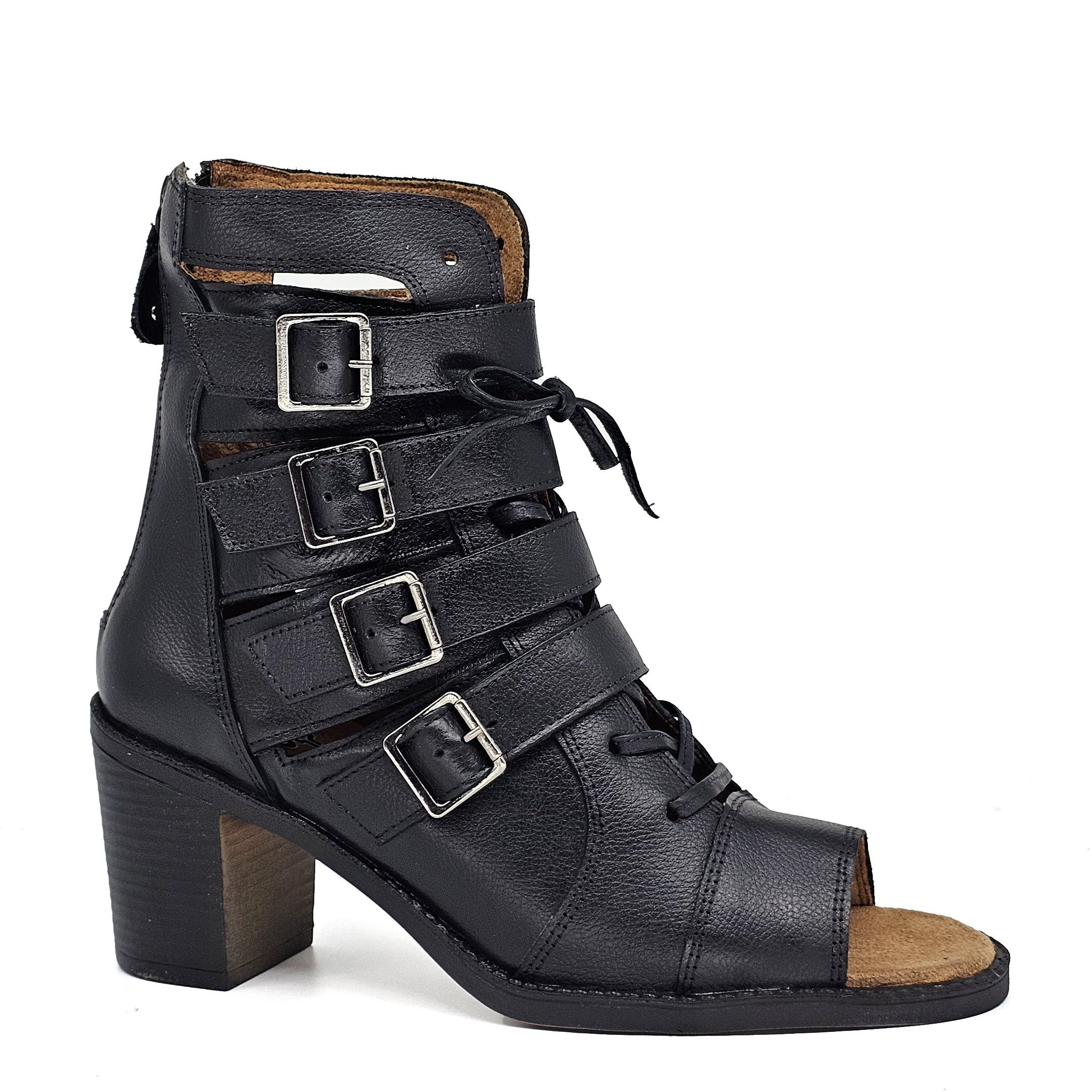 Sandália Feminina NAO002 Couro Preto Lustro Preto 2