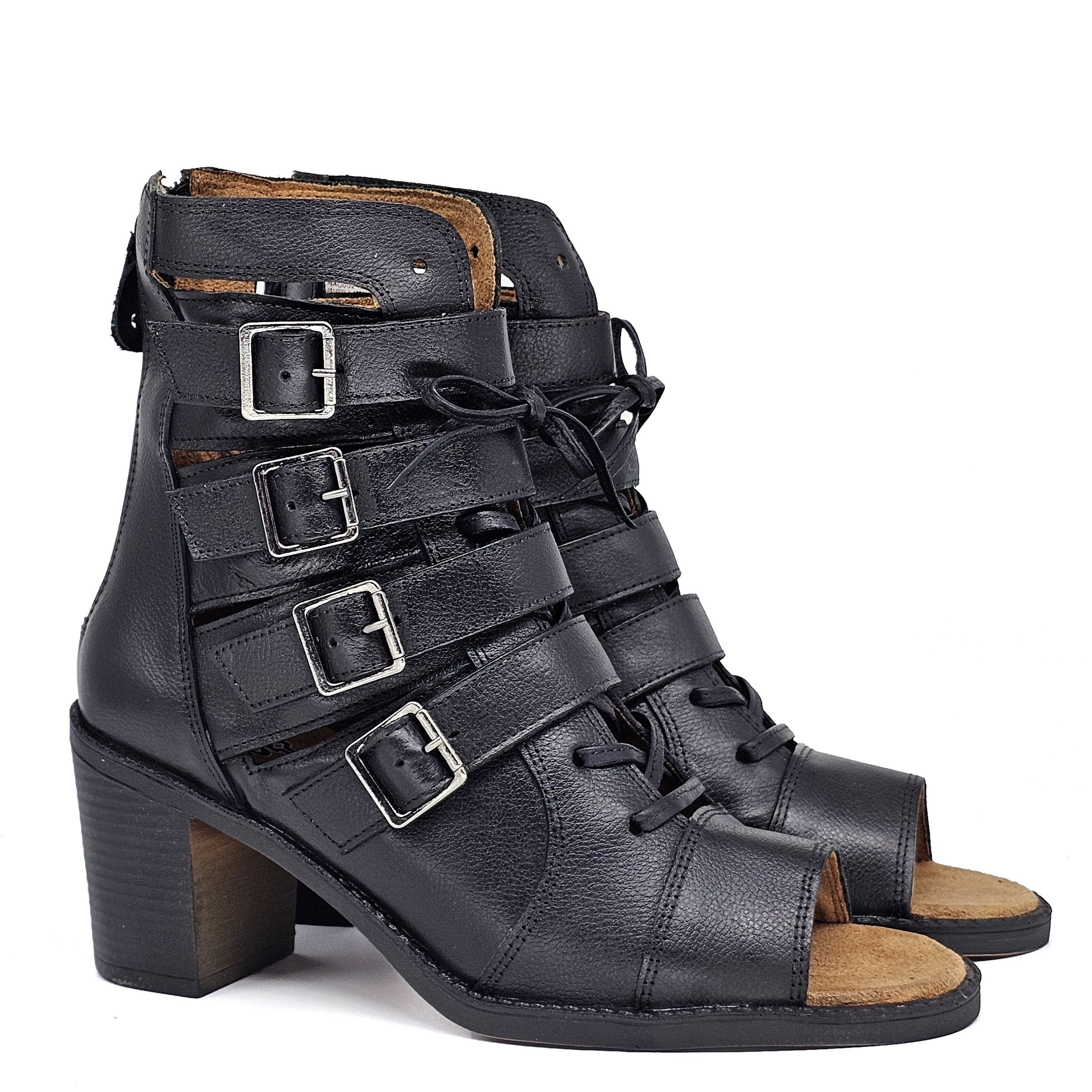 Sandália Feminina NAO002 Couro Preto Lustro Preto 3