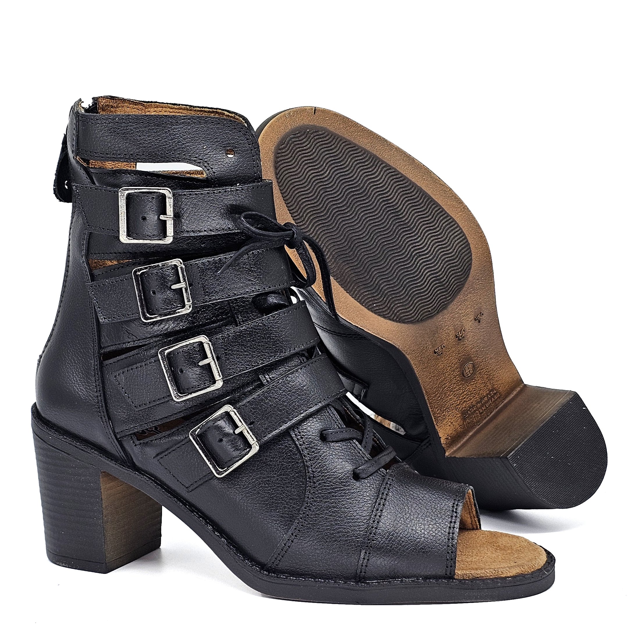 Sandália Feminina NAO002 Couro Preto Lustro Preto 4