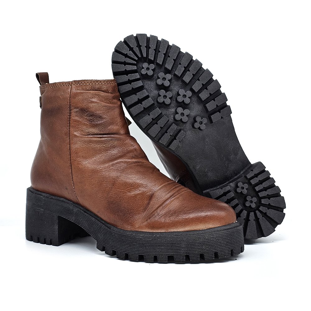 Bota Feminina MUN020E Couro Vita Mogno Marrom 4